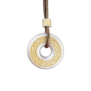 石方界999足银民族风个性平安扣吊坠项链生日礼物带坠送礼盒女款