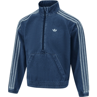 滔搏adidas阿迪三叶草男大童JACKET牛仔运动套头衫外套JC7878