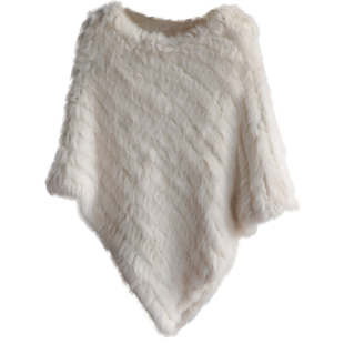 2025秋冬外贸 皮草披肩编织兔毛三角套头 斗篷披肩皮草外套 特价