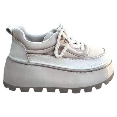 原创手工头层牛皮时尚休闲松糕鞋