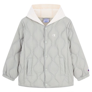 【抗菌】Champion冠军男女童装25冬新款学院假两件轻薄连帽羽绒服