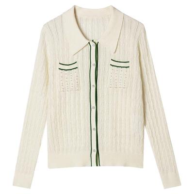 开衫上衣单排扣微弹毛衣