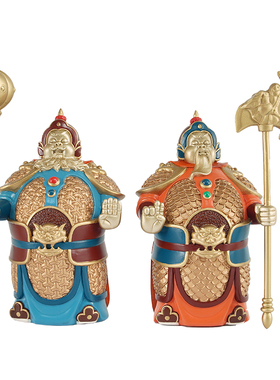 铜心满福黄铜门神摆件