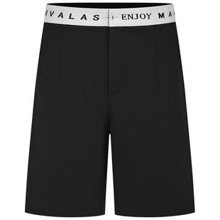 曼德诗百慕大短裤女2025秋季新款时尚撞色字母腰头印花直筒休闲裤