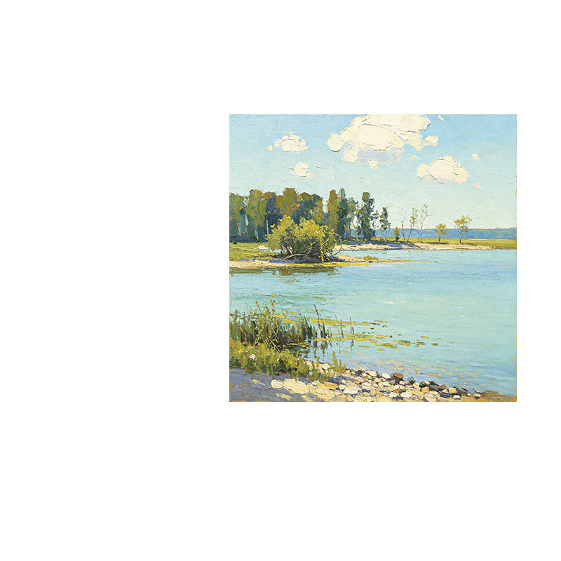 防水风景插画免打孔干湿分离浴帘