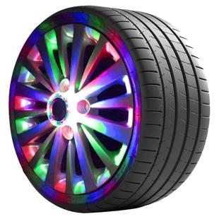 免接线汽车轮毂发光灯轮胎领航气氛灯太阳能警示爆闪灯磁悬浮改装
