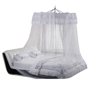 蚊帐圆帐伞帐全不锈钢架宫庭加密1.5m1.8床吊天花安装圆形加高