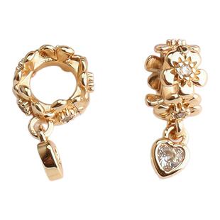 14k包金保色镶锆大孔爱心花朵隔珠配饰diy珍珠手链项链串珠材料