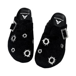 Aew 进口马毛立体弹孔勃肯鞋时尚街头休闲百搭通勤男女包头拖鞋