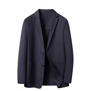 苎麻棉西装外套男士常规纯色休闲单西2026春秋新款高端男装西服