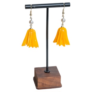 可改耳夹或换925银~复古夸张珍珠耳饰女耳坠真花diy八角花耳环