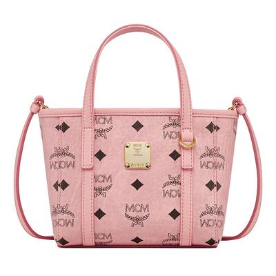 MCM TONI超迷你菜篮子桃花粉斜挎手提包购物袋女包