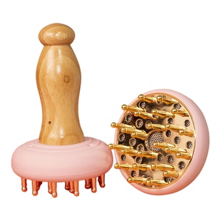 黄铜经络刷H65铜29齿花梨木揉腹刷头部按摩腹部按摩艾灸经络刷