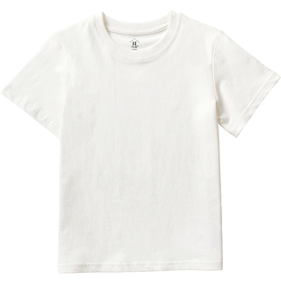 儿童短袖T恤男白色纯棉a类夏季圆领男童体恤女童纯色半袖宝宝打底