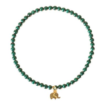 天然孔雀石纯银小象手链女