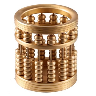 黄铜算盘笔筒办公室桌面摆件收纳盒高档多功能创意毛笔笔筒中国风