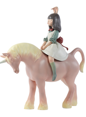 可米生活白夜童话独角兽车载摆件