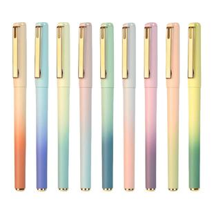 五千年彩色中性笔0.7mm手账黑红色碳素彩笔渐变色高颜值女生款可爱子弹头笔芯小学生做笔记专用中性笔圆珠笔