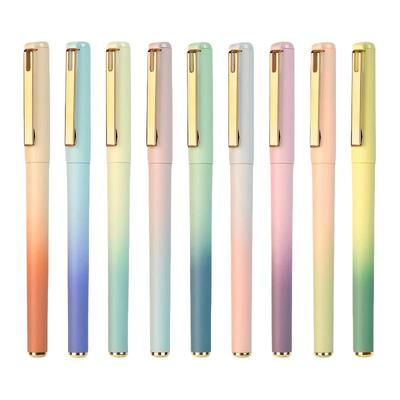 五千年彩色中性笔0.7mm手账黑红色碳素彩笔渐变色高颜值女生款可爱子弹头笔芯小学生做笔记专用中性笔圆珠笔