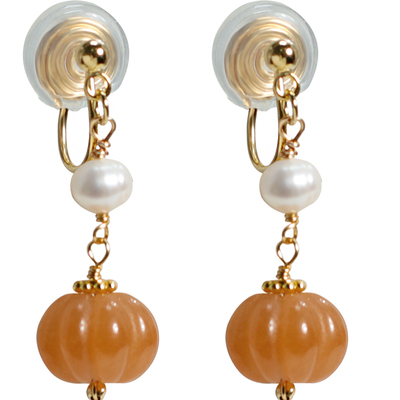 淡水珍珠金丝玉南瓜蚊香盘耳夹