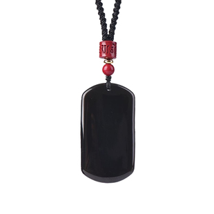 遇见普陀山正品天然黑曜石无事牌吊坠挂件男女平平安安护身符项链