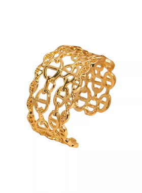 金属镂空多层猪鼻子开口手镯女