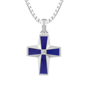 AWNL克莱因蓝青金石十字架项链男满舒克同款小众情人节礼物送男友