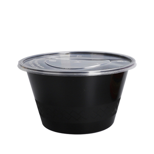 美式餐盒一次性外卖打包盒带盖圆形塑料盒加厚食品级方便当盒汤碗