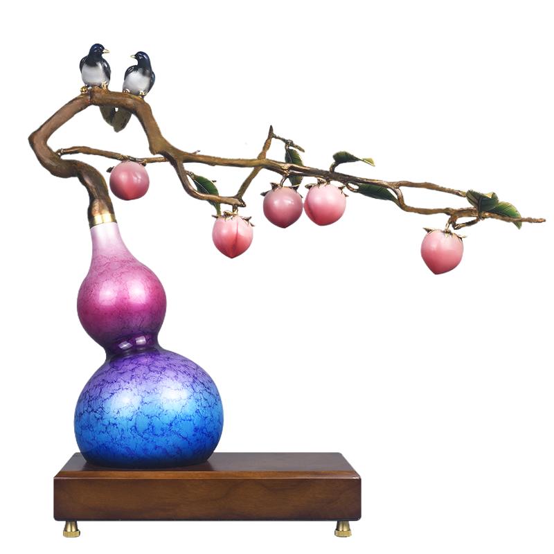 全铜葫芦摆件开口空心葫芦大号新中式客厅玄关电视柜装饰乔迁礼品