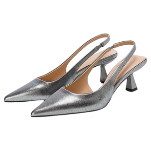 On feet& in love法式银色尖头细跟高跟鞋女仙女风气质简约单鞋女