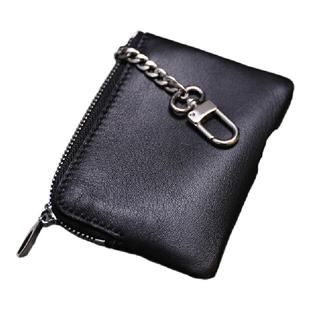 简约软牛皮迷你超薄卡包男士零钱包钥匙包小巧女生卡夹真皮拉链包