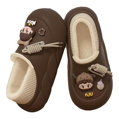甜美包跟卡通防水女生冬季棉拖鞋