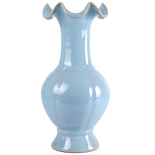 仿古汝窑陶瓷大花瓶青瓷中式简约古典高端客厅插花博古架瓷器摆件
