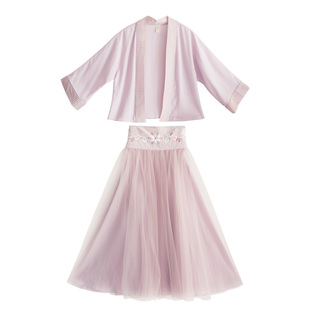 【99元区】2025春夏季新款文艺长袖雪纺衫上衣网纱半身裙套装女