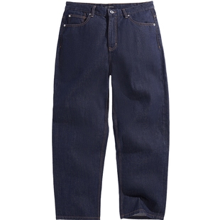 太平鸟男装牛仔裤春秋款宽松水洗原牛丹宁明线复古耐磨裤子潮