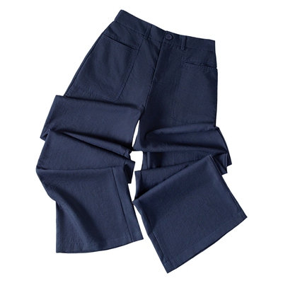 她池通勤长款垂感高腰直筒休闲裤