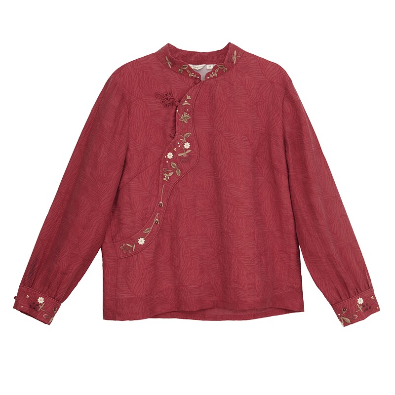 布符2023春季新款原创手工盘扣复古文艺双门襟刺绣旗袍上衣女日常