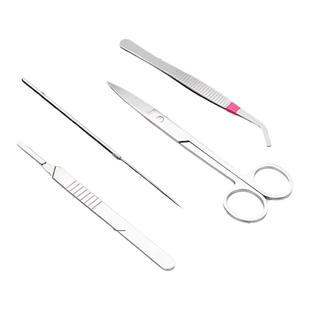 Labshark不锈钢生物解剖盘蜡盘剪刀解剖刀解剖器接种工具七件套