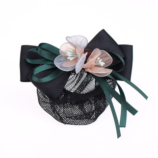 头花发网女气质高级感职业发夹空姐护士服务员工作发套盘头发网兜