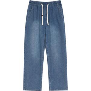 准者直筒牛仔裤男2024秋冬加绒新款修身运动长裤宽松大码阔腿裤子