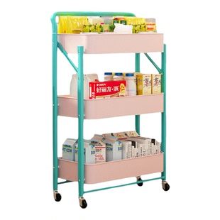 多巴胺可折叠小推车零食置物架厨房卧室移动落地多层玩具收纳书架