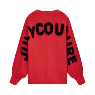 Juicy Couture橘滋针织衫女2025年秋冬新款撞色提花宽松休闲毛衣