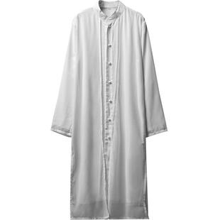 白色仙气古典汉服长衫古风男生演出服国风冰丝垂感中长款太极服