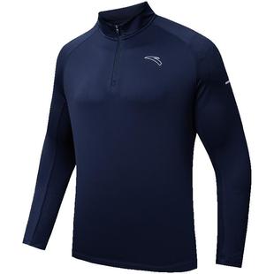 安踏运动长袖T恤男款跑步T官方正品2025秋冬新款半高领拉链上衣男