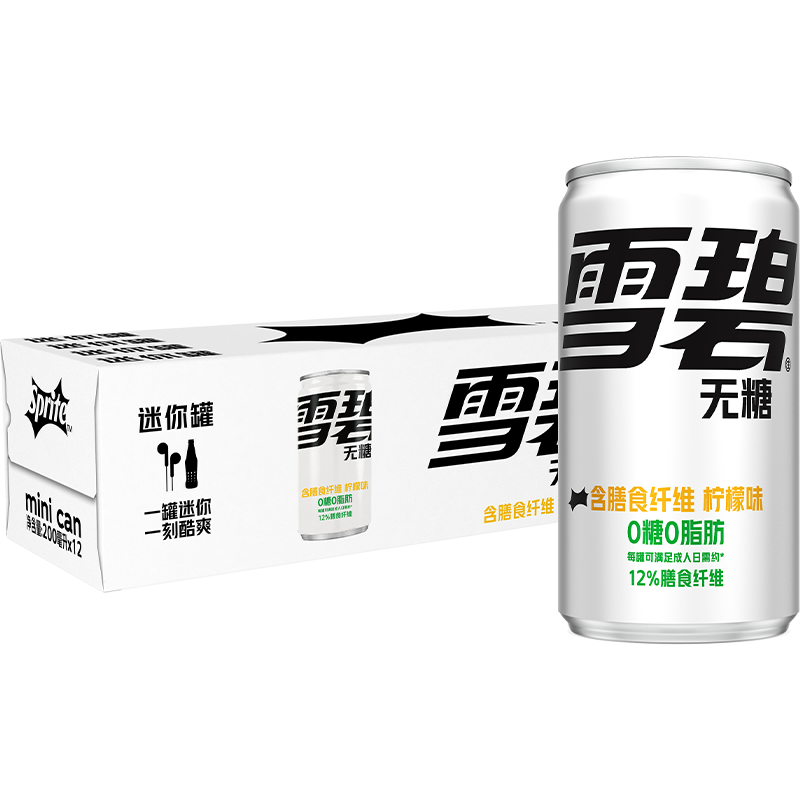 黄子弘凡代言 雪碧益生元柠檬味气泡水迷你罐无糖汽水饮料 丹罐实拍商品图