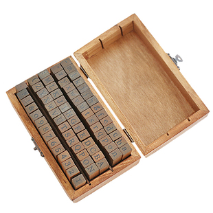 复古木质手帐印章盒装大写小写正体26个英文字母数字活字组合印章