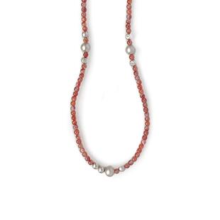 THING OF E【赤】系列 天然南红间珠磁吸项链 锁骨链复古高级感