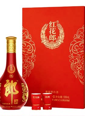 [甄选礼盒]郎酒 红花郎酒15单瓶礼盒装 53度酱香型白酒500mL