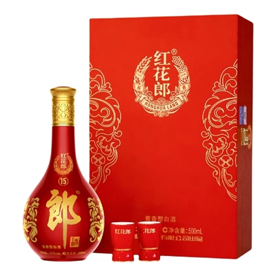 [年货礼盒]郎酒 红花郎酒·15单瓶礼盒装 53度 酱香型白酒500mL