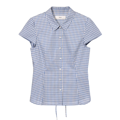 Dunst2026夏季新品女士甜美复古修身版型翻领短袖衬衫UDSH6B222